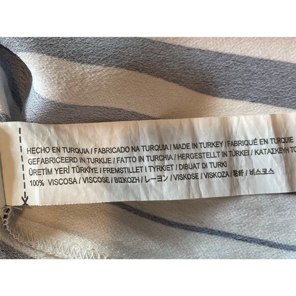 Zara Woman Striped Tunic Top Blue White V-Neck Hi-Low Hem Sz L Coastal Beachy - Picture 6 of 8